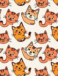 Playful Orange Cat Pattern Rug