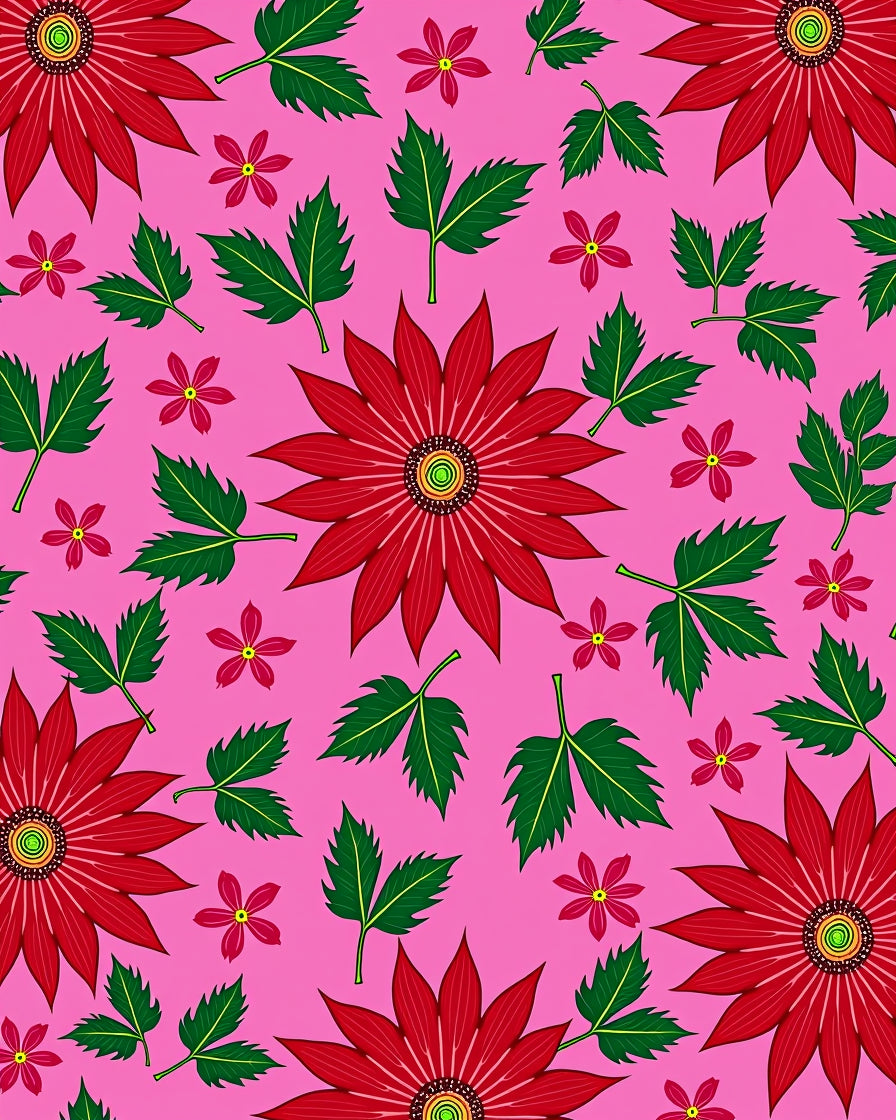 Red Floral Garden Pattern Rug