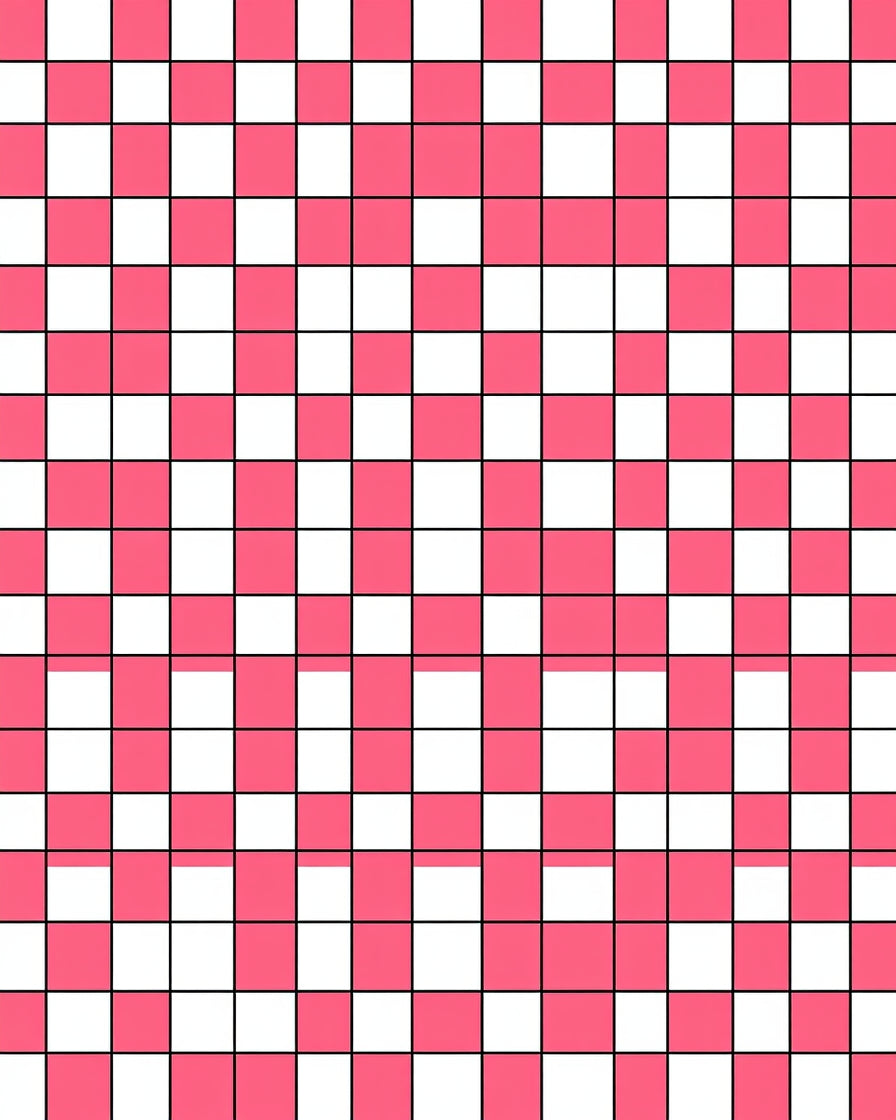 Pink And White Checkered Grid Pattern Rug