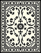 Classic Floral Scroll Border Design Rug
