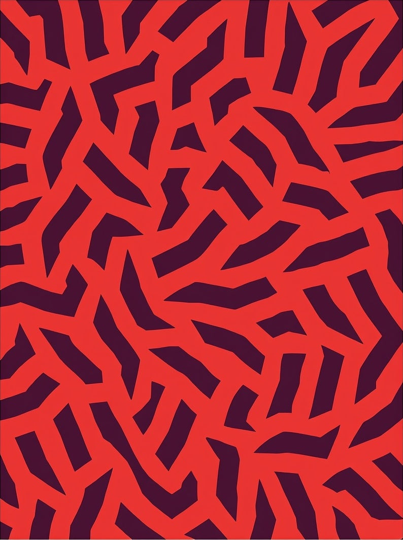 Modern Red Broken Line Pattern Rug