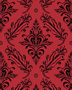 Elegant Black Floral Damask Pattern Rug