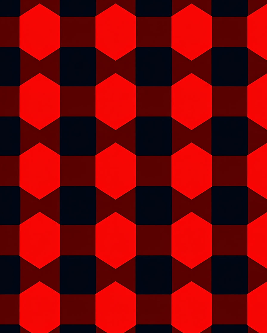 Bold Red Black Geometric Pattern Rug