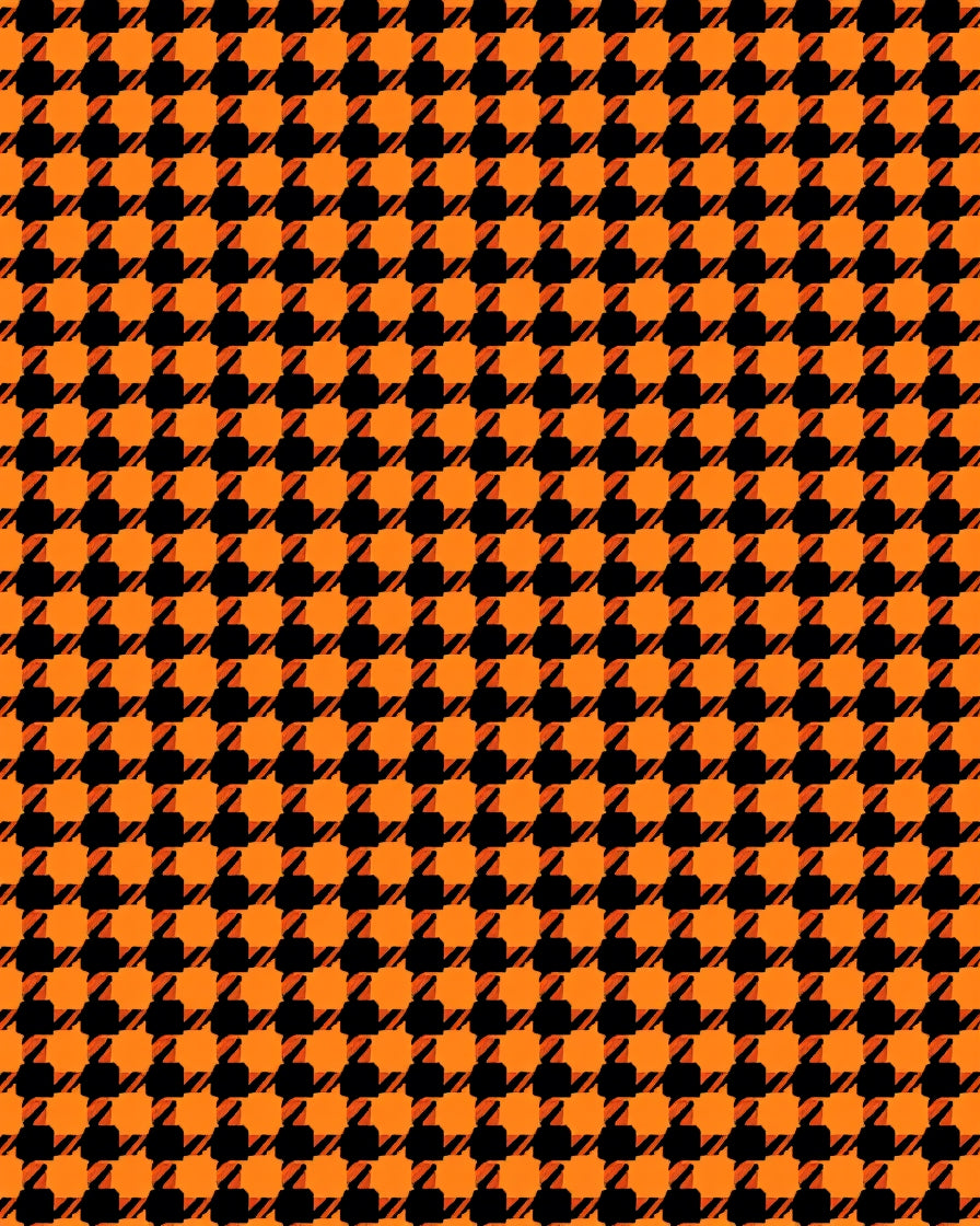 Orange Black Houndstooth Pattern Rug