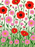 Bold Red and Pink Floral Meadow Rug