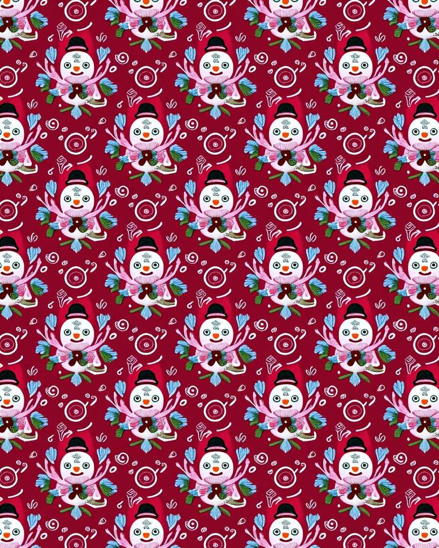 Whimsical Snowman Pattern Design Rug