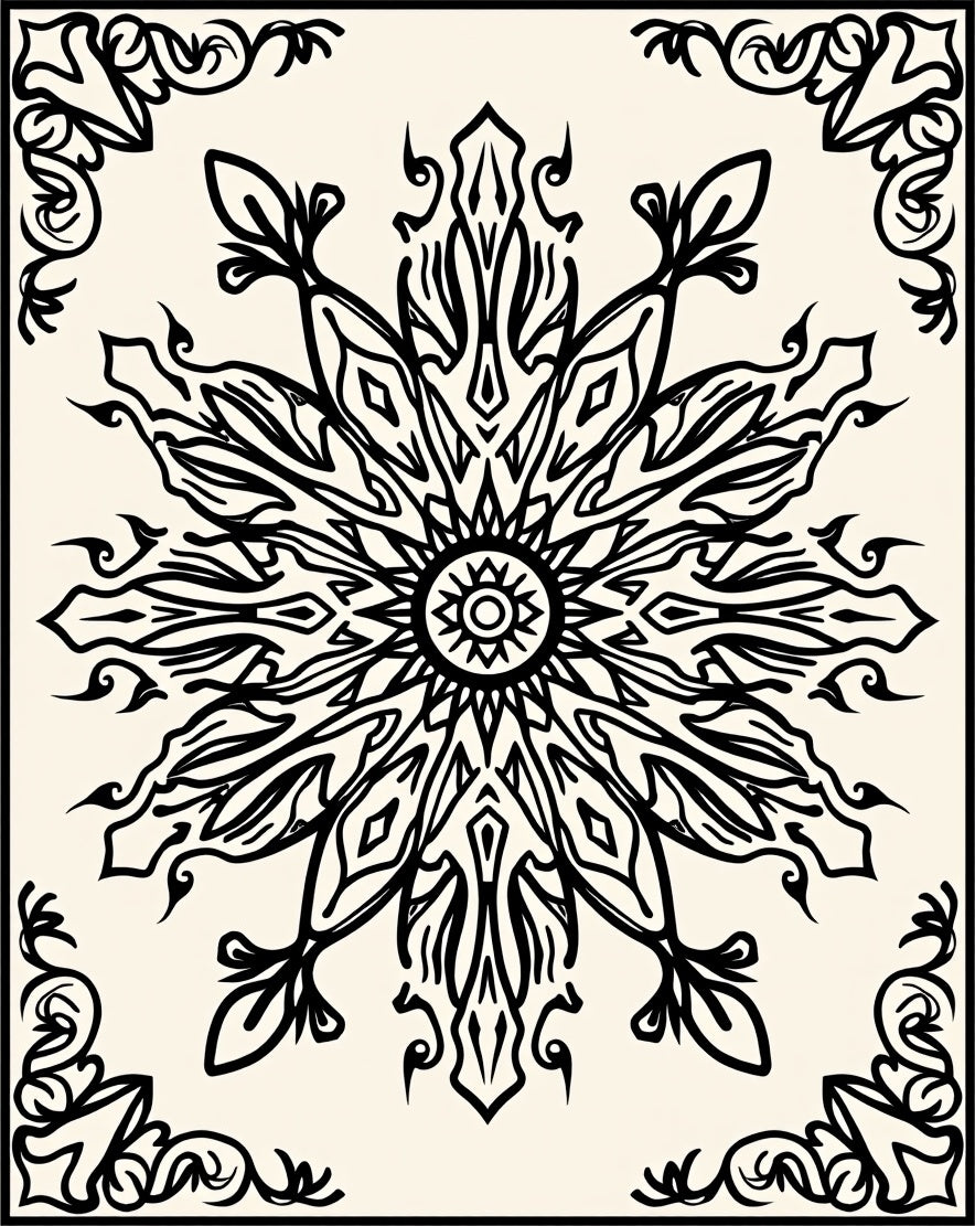Intricate Floral Sunburst Pattern Rug