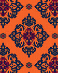 Orange Navy Floral Arabesque Rug