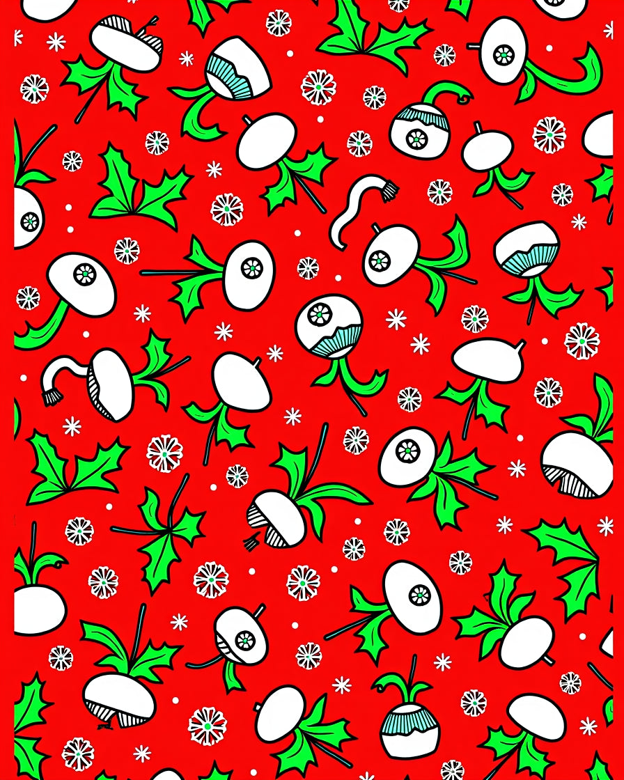 Festive Whimsical Root Vegetable Pattern Rug
