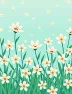 Spring Floral Meadow Pattern Rug