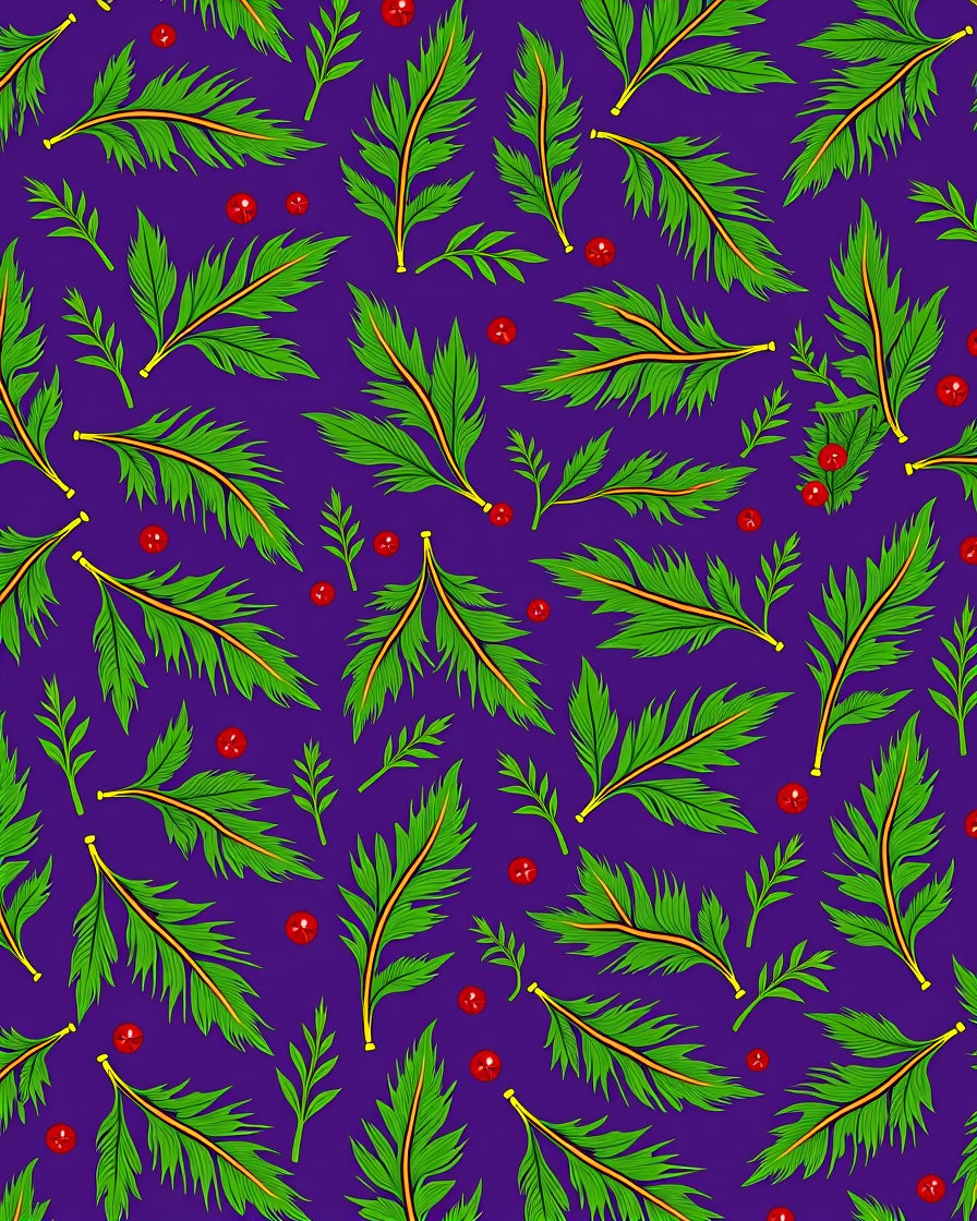 Foliage Print With Red Berries Rug