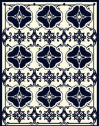 NavyFloral Scrollwork Pattern Rug
