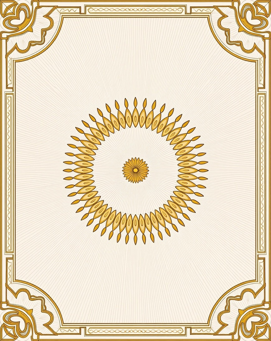 Golden Sunburst Circular Classic Design Rug