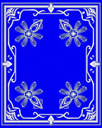Royal Blue White Floral Medallion Border Rug