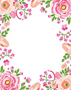 Sweet Pink Floral Border Design Rug