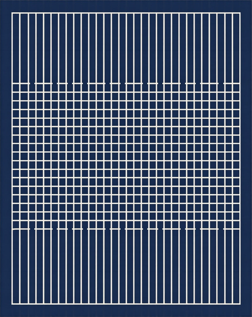 Deep Blue Grid Modern Geometric Rug
