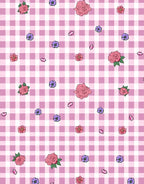 Pink Rose Gingham Pattern Rug