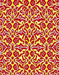 Bold Red White Yellow Symmetry Rug