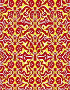 Bold Red White Yellow Symmetry Rug