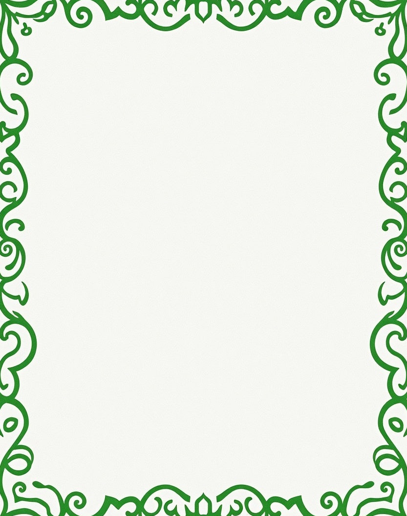 Elegant Green Scrollwork Patterned Rug