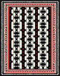 Bold Red Black Tribal Pattern Rug
