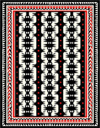 Bold Red Black Tribal Pattern Rug