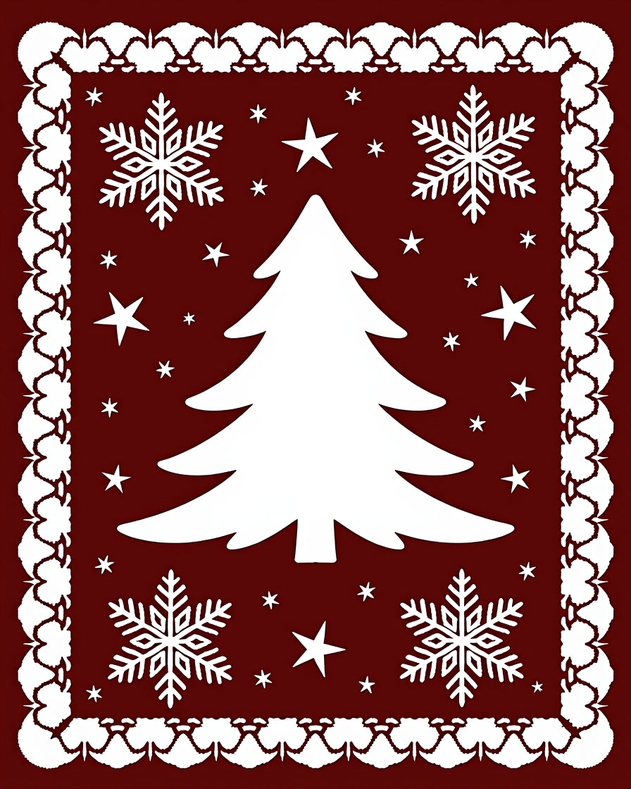 Winter Tree Snowflake Festive Pattern Rug