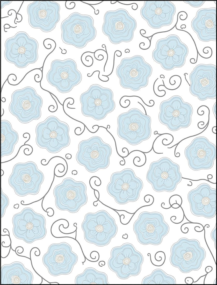 Light Blue Floral Vine Pattern Rug