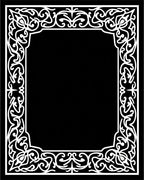 Intricate White Scroll Border Design Rug