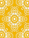 Gold White Floral Mandala Patterned Rug