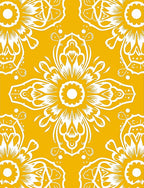 Gold White Floral Mandala Patterned Rug