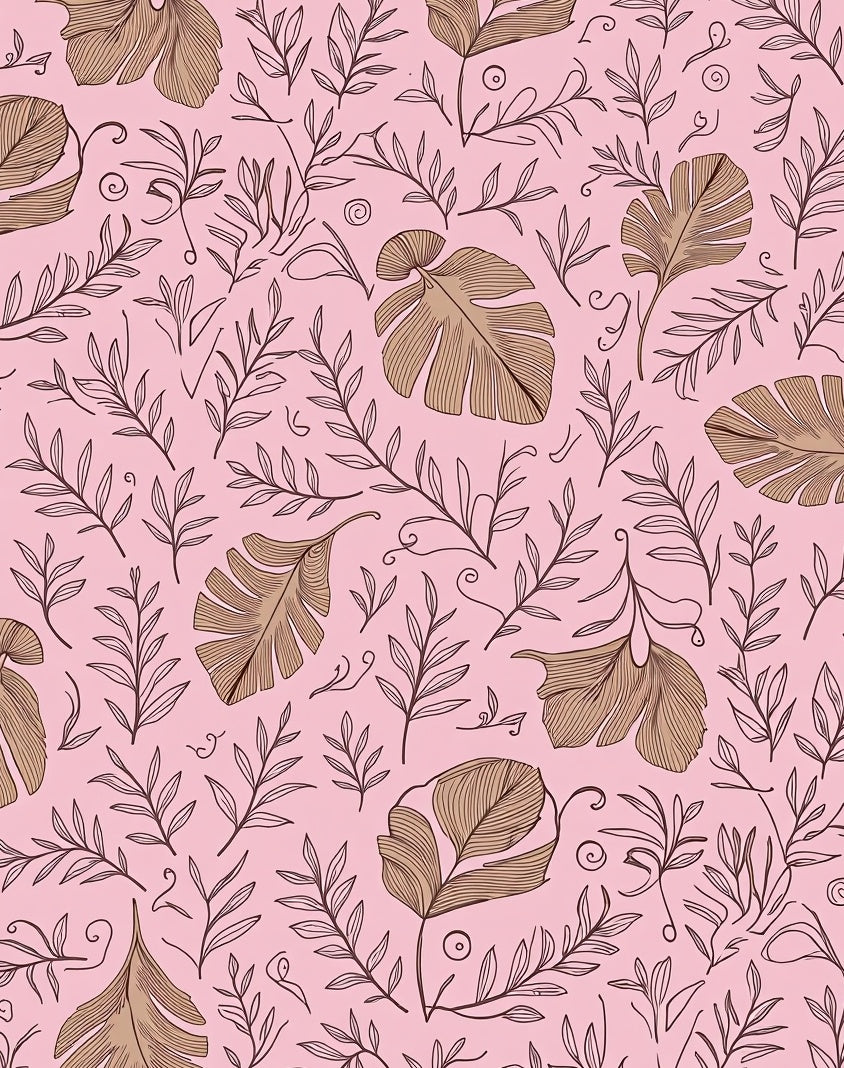 Whimsical Botanical Sketch Pink Rug