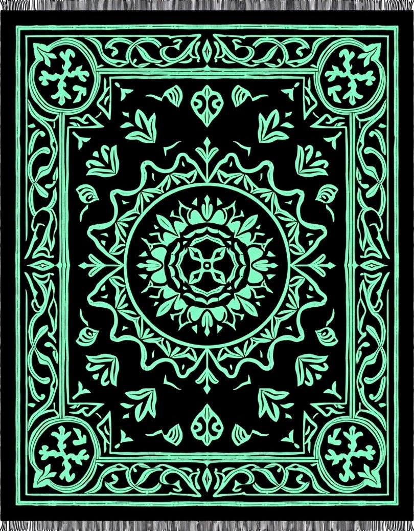 Mint Green Classic Mandala Floral Rug