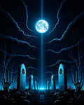 Spooky Moonlight Graveyard Design Rug