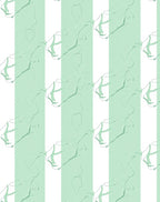 Mint Striped Floral Line Art Rug