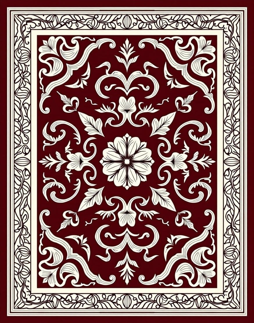 Ornate Floral Vine Pattern Rug