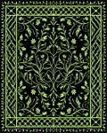 Green Floral Vine Scroll PatternRug Rug