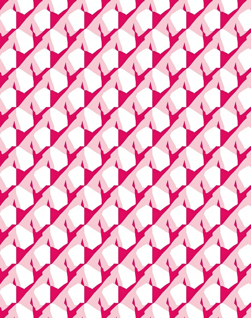 Modern Geometric Pink White Pattern Rug