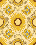 Yellow Sunflower Geometric Pattern Rug