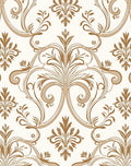 Elegant Bronze Floral Scrolls Fabric Rug