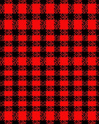 Bold Red Black Checkered Pattern Rug
