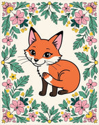 Charming Fox Floral Border Design Rug