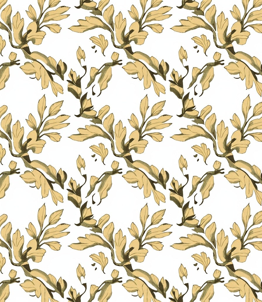 Golden Leaf Branch Pattern Rug