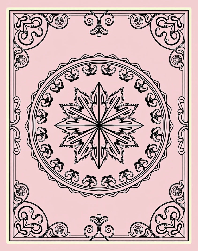 Pink Floral Medallion Motif Rug
