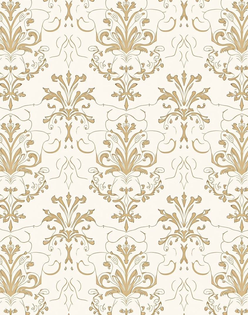 Gold Vintage Damask Pattern Rug