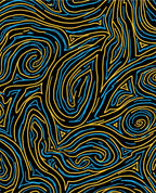 Wavy Blue Yellow Lines Pattern Rug