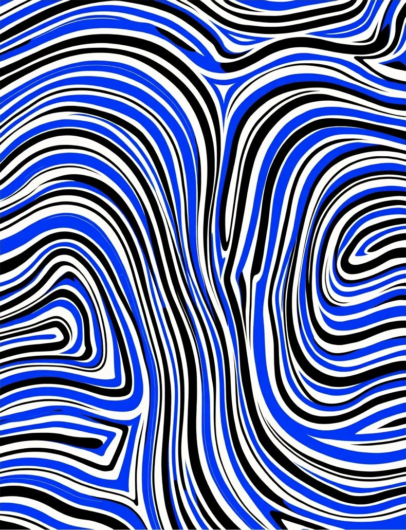 Bold Blue Black Swirl Pattern Rug