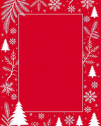 Festive Red White Snowflake Tree Pattern Rug
