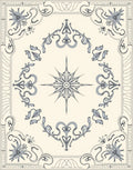 Ornate Floral Starburst Border Design Rug