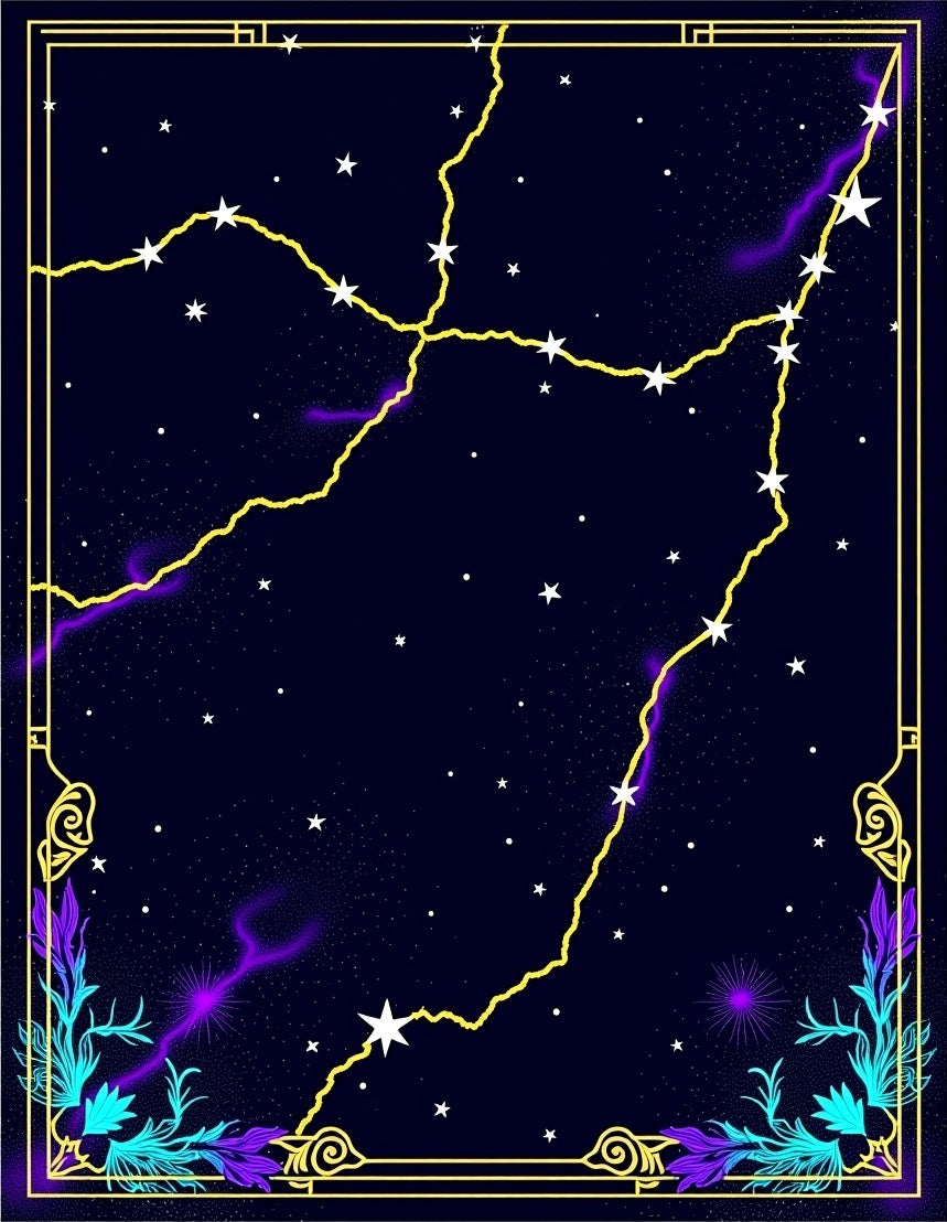 Cosmic Yellow Lightning Stars Neon Swirls Rug